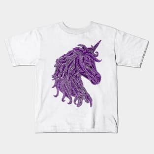 Mythical Unicorn - Monochrome Purple Kids T-Shirt